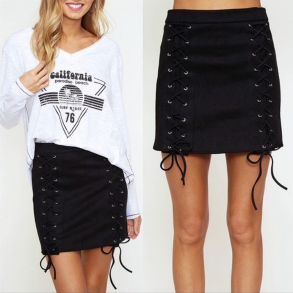 JUST GOT HERE! Lace-Up Mini-Skirt - Picture 2 of 2